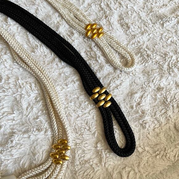 Vintage seashell shell buckle stretch rope belt three belts gold interchangeable - Picture 8 of 11